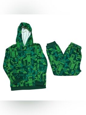 Minecraft Hooded Kids’ Pajama Set Size 6/7